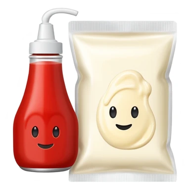 una bustina monoporzione di maionese e una ketchup da 10 ml sticker