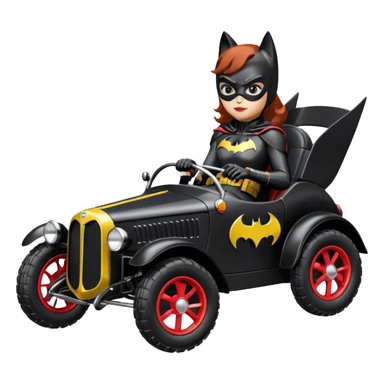 Hot racing action BatGirl’s sixty’s tv show 1932 stealth retro cat burglar sporty petite off-road pursuit mobile cruiser car (reclined and relaxed seating position and attitude) sticker