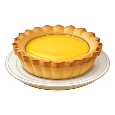 Hong Kong egg tart with yellow custard filling, simplified emoji style with bold outlines and bright colors, cartoon style Dan Ta pastry sticker