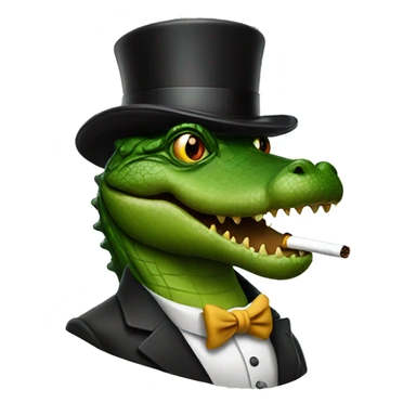 Alligator smoking a blunt with a top hat sticker