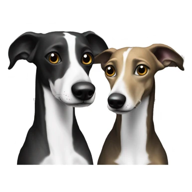 Two aristocrat dog black and white galgo kiss at our old money house  sticker