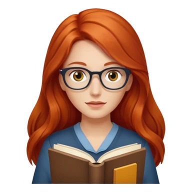 long red haired women with book with optical  sticker