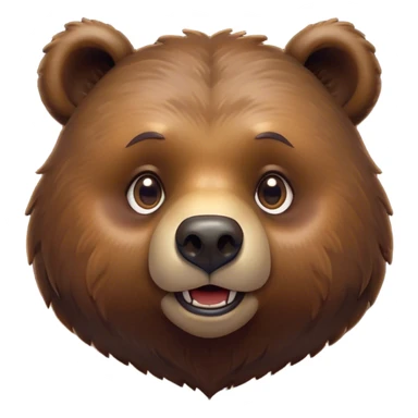 Cinematic Cute Grizzly Bear Portrait Emoji, Head tilted playfully and inquisitively, featuring a dense, rugged deep brown fur with a gentle, curious expression in round, sparkling eyes, Simplified yet irresistibly adorable features, highly detailed, glowing with a warm, friendly glow, high shine, affectionate and surprisingly gentle, stylized with a touch of wild whimsy, bright and endearing, soft glowing outline, capturing the essence of a mischievous yet loving bear, so playful it feels like it could amble out of the screen and into your arms! sticker