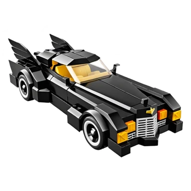  the animated series aerodynamic opulent dark futuristic concept Batmobile loosely based on 1976 V16 Cadillac roadster Lego (flat long straight faceted mechanical body) winged stealthy street hot rod  sticker