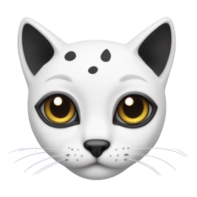 White cat with a few large black spots and black ears and a half of a black mustache on left side  sticker