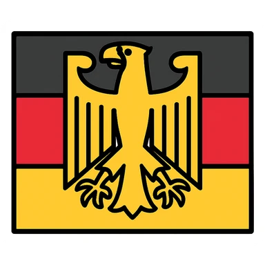 stylized Bundesadler on German flag, high contrast colors, no text, modern icon style sticker