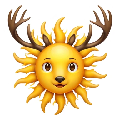 Sun emoji with deer antlers sticker