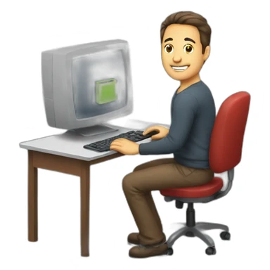 man with computer sticker