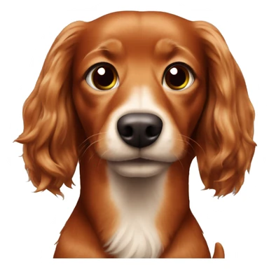 Longhaired red dachsdog with a dr pepper sticker