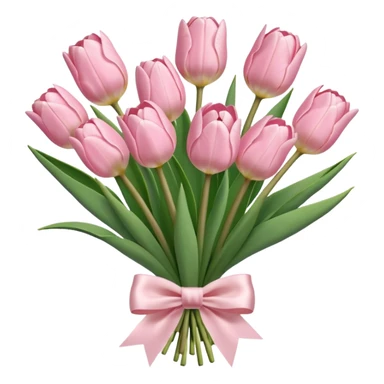 very pale pink tulips bouquet with light pink bow sticker