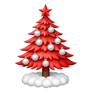 red Christmas tree with white star and white Christmas balls sticker