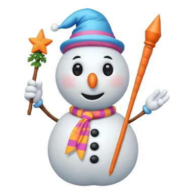 Snowman in a swimsuit and a magic wand in his hands sticker