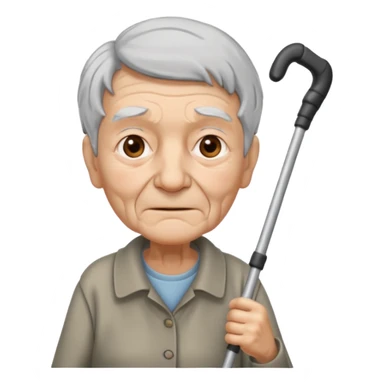 old person with crutch sticker