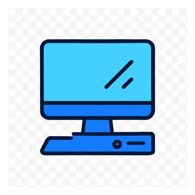 simple clean line-art icon of a computer, light and deep blue lines, white background, modern minimalist style, no gradients or shading, professional clear, 1:1 aspect ratio, icon style, AlefStudio inspired sticker