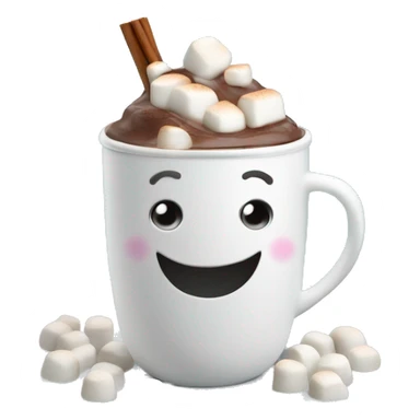 hot chocolate in a snowman cup with marshmallows and steam sticker