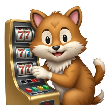 animal playing a slot machine sticker
