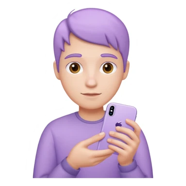 pastel purple iPhone held in hand, close up, iOS Apple emoji style sticker