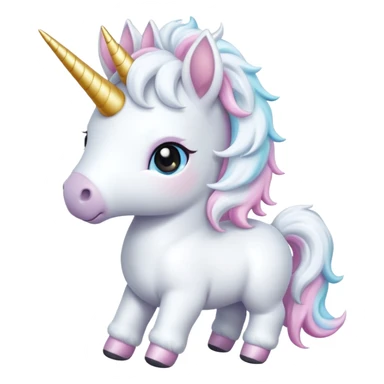 baby white unicorn, chibi full body sticker