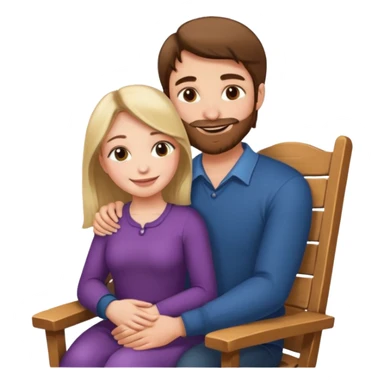 A woman sitting on a man's lap in a wooden chair face to face sticker