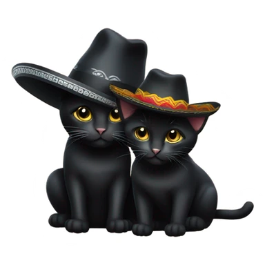 Small black cat and big black cat with sombrero hats sticker