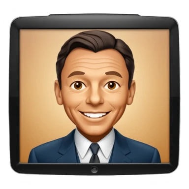 Frank Sinatra smiling and showing trendlines on a screen in the background sticker