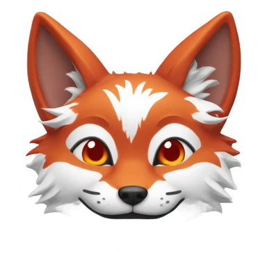 Kitsune head, red and white, happy face sticker