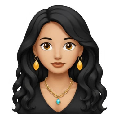 Mujer morena pelo ondulado negro largo sticker