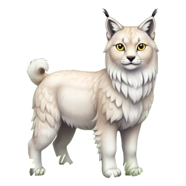 Collage of exotic animals: a lynx with striking eyes, and a fluffy alpaca standing in a lush meadow. The lynx gazes intently while the alpaca looks calm and curious. Surrounded by vibrant plants and flowers. Transparent background for a lively, colorful scene. sticker