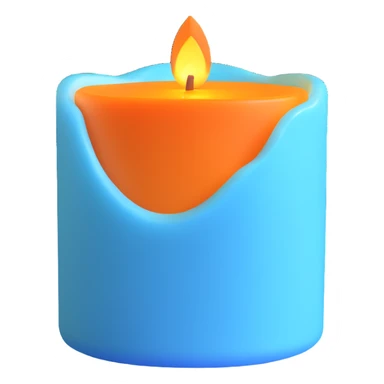 sky blue scented candle with a soft glowing flame sticker