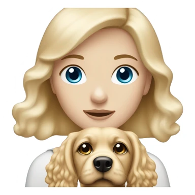 blonde haired girl with blue eyes holding a beige cockapoo sticker