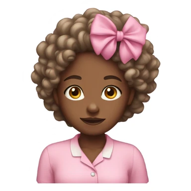 Black girl with curly hair and bows wearing a pink shirt  sticker