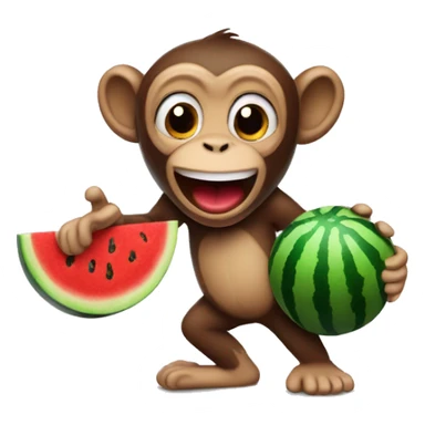 monkey eating a watermelon while drinking kool aid and playing basketball sticker