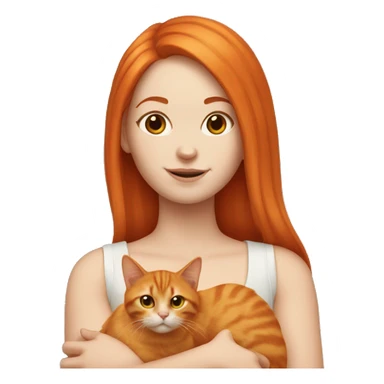 White girl with red hair holding two orange cats sticker