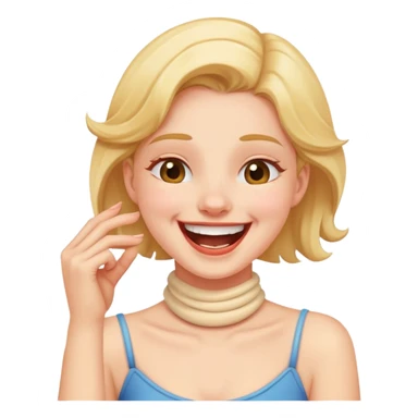 Girl holding her neck laughing  sticker