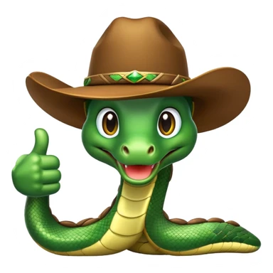 a snake with a cowboy hat showing 👍🏻 sticker