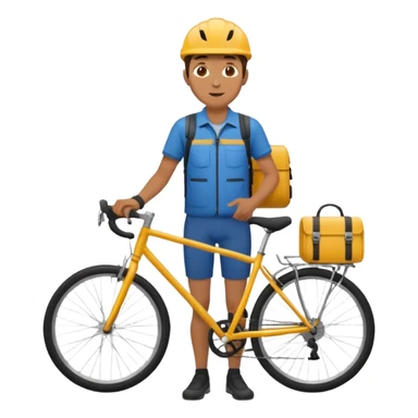 male bike courier, simple, flat sticker