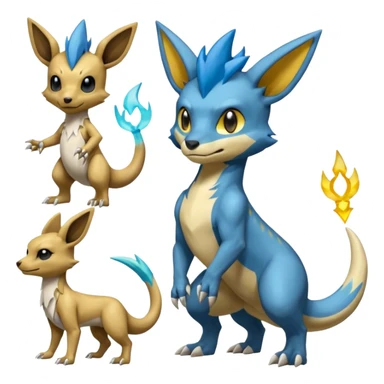 Manectric-Electrike-Lucio-Cubone-Umbreon-Marowak-Draco-Fakémon-hybrid-creature (full body) sticker