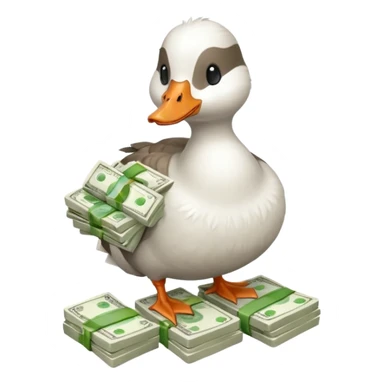 cute goose holding a stack of cash sticker
