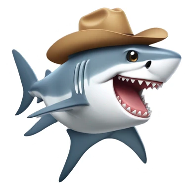 Shark with a cowboy hat sticker