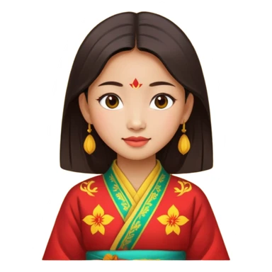 Asian girl wearing traditional Vietnamese clothes sticker