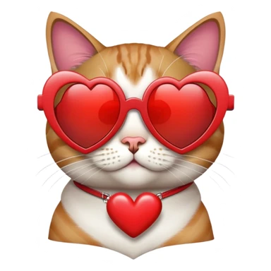 cat wearing heart-shaped sunglasses sticker