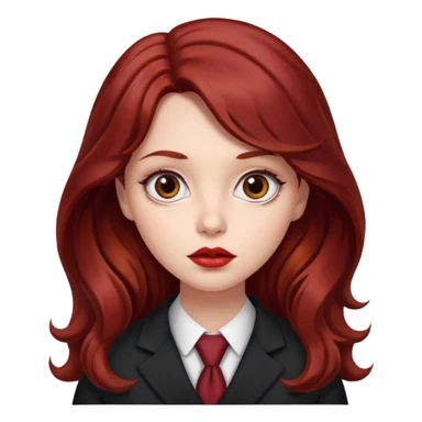 long and wavy dark red haired girl, with thick lips, big eyes and she looks like an attorney but feminine sticker