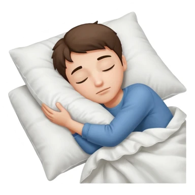 Un garçon qui dort avec oreiller, blanc et couette blanche sticker