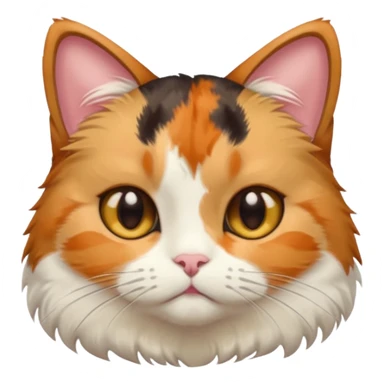 calico cat with small head, hazel eyes, and short but chubby body sticker
