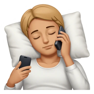 person sleeping while holding a phone. The person should have closed eyes, a relaxed expression, and a phone in their hand or near their face. sticker