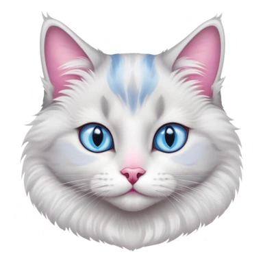 Grey and white cat blue eyes pink nose  sticker