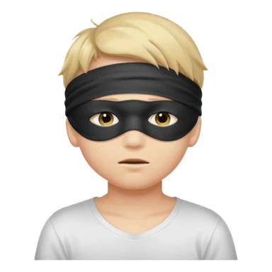 boy with blindfold over eyes sticker