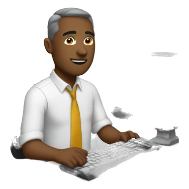 man with computer sticker