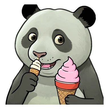 Panda eating ice cream sticker