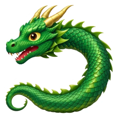 Create a single emoji of a Dragon in full body, shown at a slight side angle in a natural, characteristic pose. stylized like an emoji, but clearly recognizable.  sticker